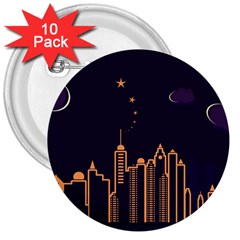 Skyscraper Town Urban Towers 3  Buttons (10 Pack)  by pakminggu