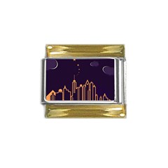 Skyscraper Town Urban Towers Gold Trim Italian Charm (9mm) by pakminggu