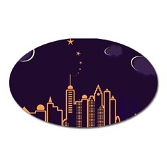 Skyscraper Town Urban Towers Oval Magnet by pakminggu