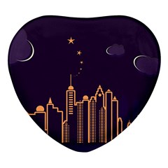 Skyscraper Town Urban Towers Heart Glass Fridge Magnet (4 Pack) by pakminggu