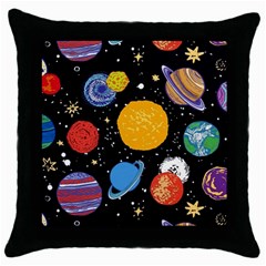 Circle Illustration Space Art Cute Pattern Throw Pillow Case (black) by pakminggu