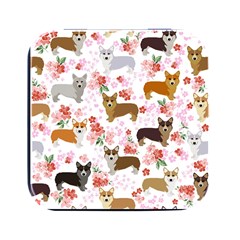 Corgis Corgi Pattern Square Metal Box (black) by Cowasu