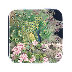 Peafowl Peacock Feather-beautiful Square Metal Box (black) by Cowasu