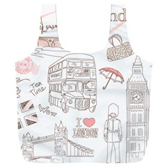 London-paris-drawing-vector-london-comics Full Print Recycle Bag (xxl) by Cowasu