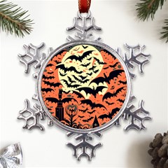 Bat Pattern Metal Large Snowflake Ornament by Valentinaart