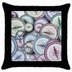 Compass-direction-north-south-east Throw Pillow Case (black) by Cowasu