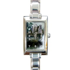 Sea-island-castle-landscape Rectangle Italian Charm Watch by Cowasu