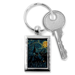 Castle Starry Night Van Gogh Parody Key Chain (rectangle) by Sarkoni