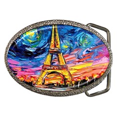 Eiffel Tower Starry Night Print Van Gogh Belt Buckles by Sarkoni