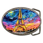 Eiffel Tower Starry Night Print Van Gogh Belt Buckles Front