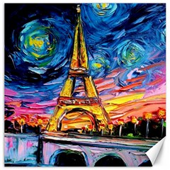 Eiffel Tower Starry Night Print Van Gogh Canvas 16  X 16  by Sarkoni