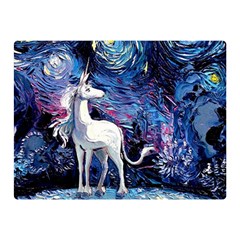 Unicorn Starry Night Print Van Gogh Two Sides Premium Plush Fleece Blanket (mini) by Sarkoni