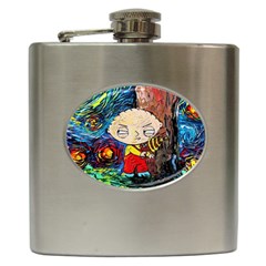 Cartoon Starry Night Vincent Van Gogh Hip Flask (6 Oz) by Sarkoni