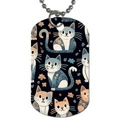 Cats Pattern Dog Tag (one Side) by Valentinaart