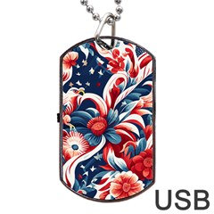 America Pattern Dog Tag Usb Flash (one Side) by Valentinaart