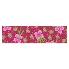 Flower Background Pattern Pink Oblong Satin Scarf (16  X 60 ) by Ravend