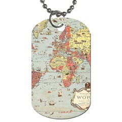 Vintage Old Antique World Map Dog Tag (two Sides) by Bedest