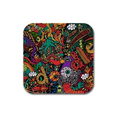 Cute Cartoon Doodle Rubber Square Coaster (4 Pack) by Bedest