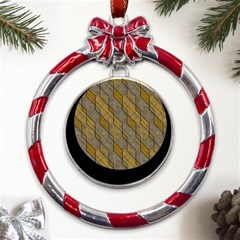 Background-batik Metal Red Ribbon Round Ornament by nateshop