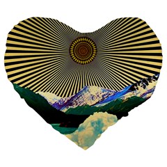 Surreal Art Psychadelic Mountain Large 19  Premium Flano Heart Shape Cushions by Ndabl3x