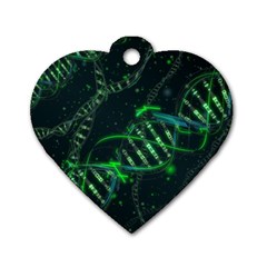 Green And Black Abstract Digital Art Dog Tag Heart (two Sides) by Bedest