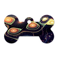 Psychedelic Trippy Abstract 3d Digital Art Dog Tag Bone (two Sides) by Bedest