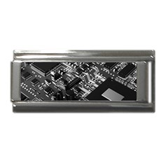 Black And Gray Circuit Board Computer Microchip Digital Art Superlink Italian Charm (9mm) by Bedest