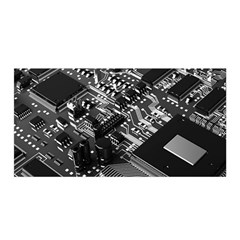 Black And Gray Circuit Board Computer Microchip Digital Art Satin Wrap 35  X 70  by Bedest