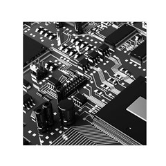 Black And Gray Circuit Board Computer Microchip Digital Art Square Satin Scarf (30  X 30 ) by Bedest