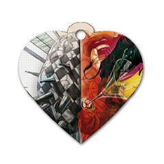 Left And Right Brain Illustration Splitting Abstract Anatomy Dog Tag Heart (two Sides) by Bedest