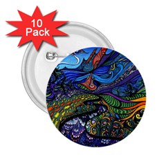 Multicolored Abstract Painting Artwork Psychedelic Colorful 2 25  Buttons (10 Pack)  by Bedest