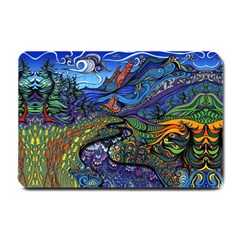 Multicolored Abstract Painting Artwork Psychedelic Colorful Small Doormat by Bedest