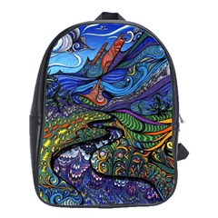 Multicolored Abstract Painting Artwork Psychedelic Colorful School Bag (large) by Bedest