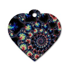 Psychedelic Colorful Abstract Trippy Fractal Dog Tag Heart (one Side) by Bedest