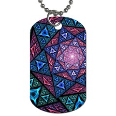 Purple Psychedelic Art Pattern Mosaic Design Fractal Art Dog Tag (two Sides) by Bedest