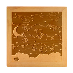 Sky Night Moon Clouds Crescent Wood Photo Frame Cube by Proyonanggan