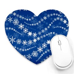 Snowflakes Winter Background Heart Mousepad by Proyonanggan