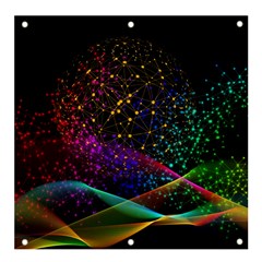 Particles Waves Line Multicoloured Banner And Sign 4  X 4  by Proyonanggan