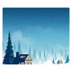 Winter Scenery Minimalist Night Landscape Premium Plush Fleece Blanket (small) by Sarkoni