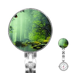 Trees Forest Artwork Nature Beautiful Landscape Stainless Steel Nurses Watch by Sarkoni