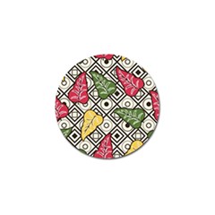 Leaves Foliage Batik Seamless Golf Ball Marker by Sarkoni