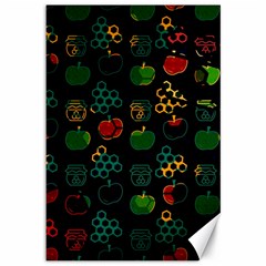 Apples Honey Honeycombs Pattern Canvas 12  X 18  by Sarkoni