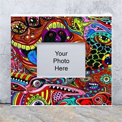 Psychedelic Trippy Hippie  Weird Art White Wall Photo Frame 5  X 7  by Sarkoni