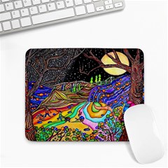 Nature Moon Psychedelic Painting Small Mousepad by Sarkoni