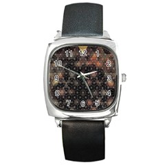 Abstract Psychedelic Geometry Andy Gilmore Sacred Square Metal Watch by Sarkoni