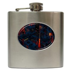 Architecture City Pixel Art Hip Flask (6 Oz) by Sarkoni