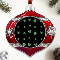 I Love Guitars In Pop Arts Blooming Style Metal Snowflake And Bell Red Ornament by pepitasart