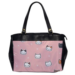 Cute Cat Cartoon Doodle Seamless Pink Pattern Oversize Office Handbag by Grandong