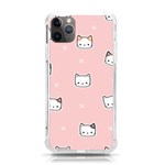 Cute Cat Cartoon Doodle Seamless Pink Pattern iPhone 11 Pro Max 6.5 Inch TPU UV Print Case Front