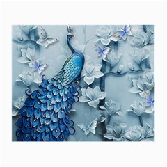 Chinese Style 3d Embossed Blue Peacock Oil Painting Small Glasses Cloth (2 Sides) by Grandong